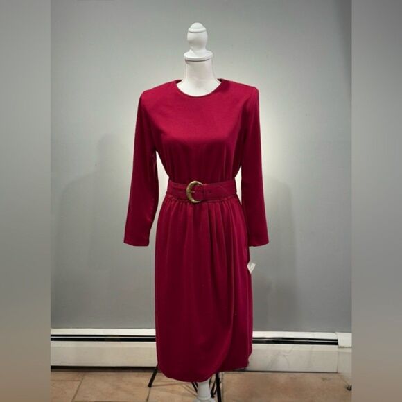 Vintage Dresses & Skirts - CLEARANCE! Cranberry Vintage L/S Belted Faux Wrap Dress NWT